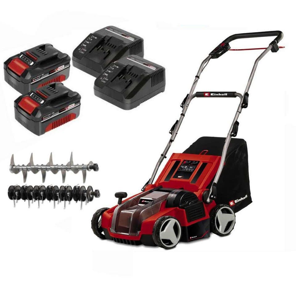 Einhell Akkurasenmäher Vertikutierer-Lüfter GE-SA 36/35 Li- 36V (2 x 18V) mit 2 x Akku 4.0 Ah