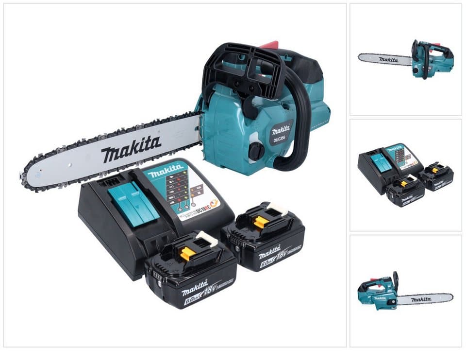 Makita Akku-Kettensäge DUC 356 RGB Akku Kettensäge 36 V (2x 18 V) 35 cm Brushless + 2x Akk