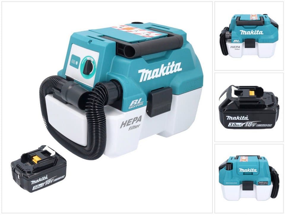 Makita Akku-Handstaubsauger DVC 750 LF1 Akku Staubsauger LXT 18 V 67 mbar 7,5 l Brushless + 1x Ak