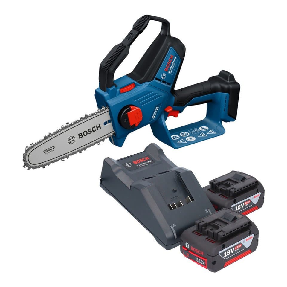 Bosch Professional Benzin-Kettensäge GKE 18V-20 Professional 18 V 18 cm + 2x Akku 4,0 Ah + Ladegerät