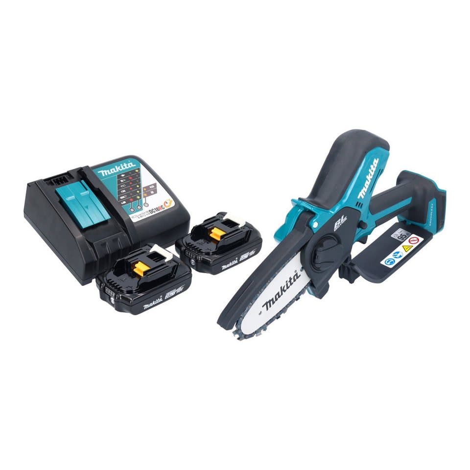 Makita Benzin-Kettensäge DUC 101 RA201 18 V 10 cm Brushless + 2x Akku 2,0 Ah + Ladegerät