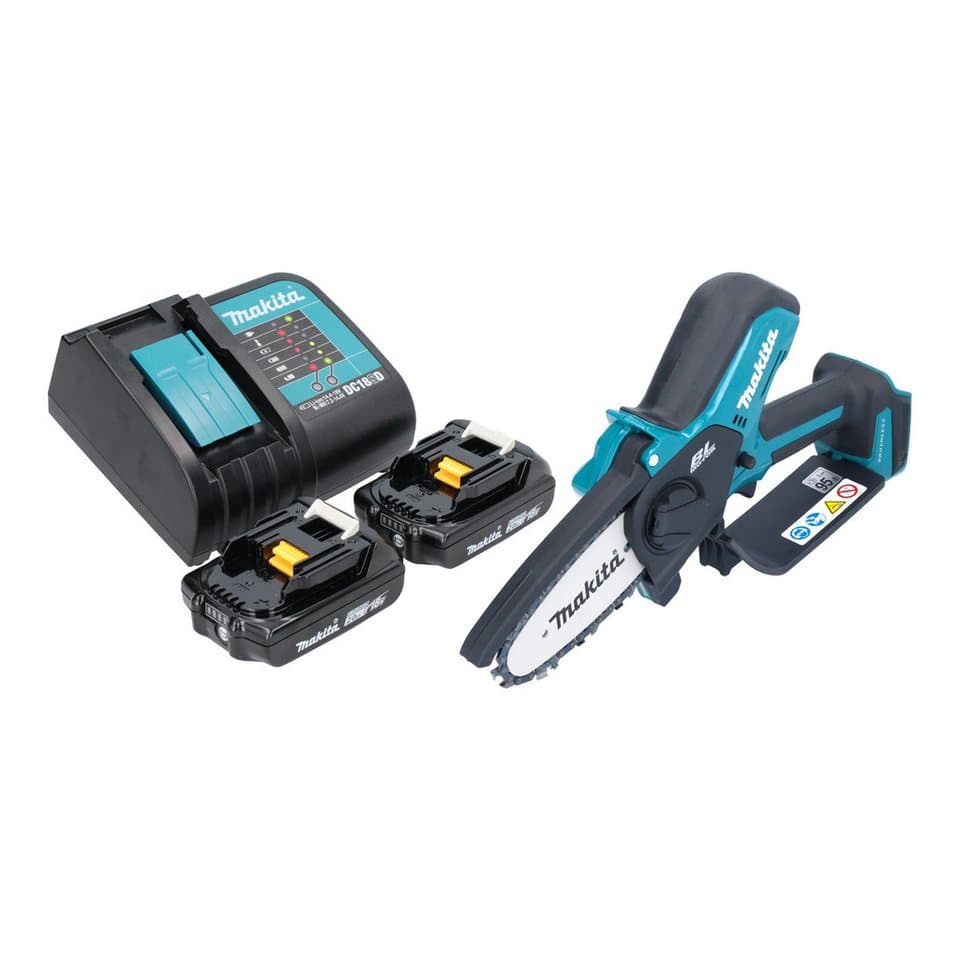 Makita Benzin-Kettensäge DUC 101 SA201 18 V 10 cm Brushless + 2x Akku 2,0 Ah + Ladegerät